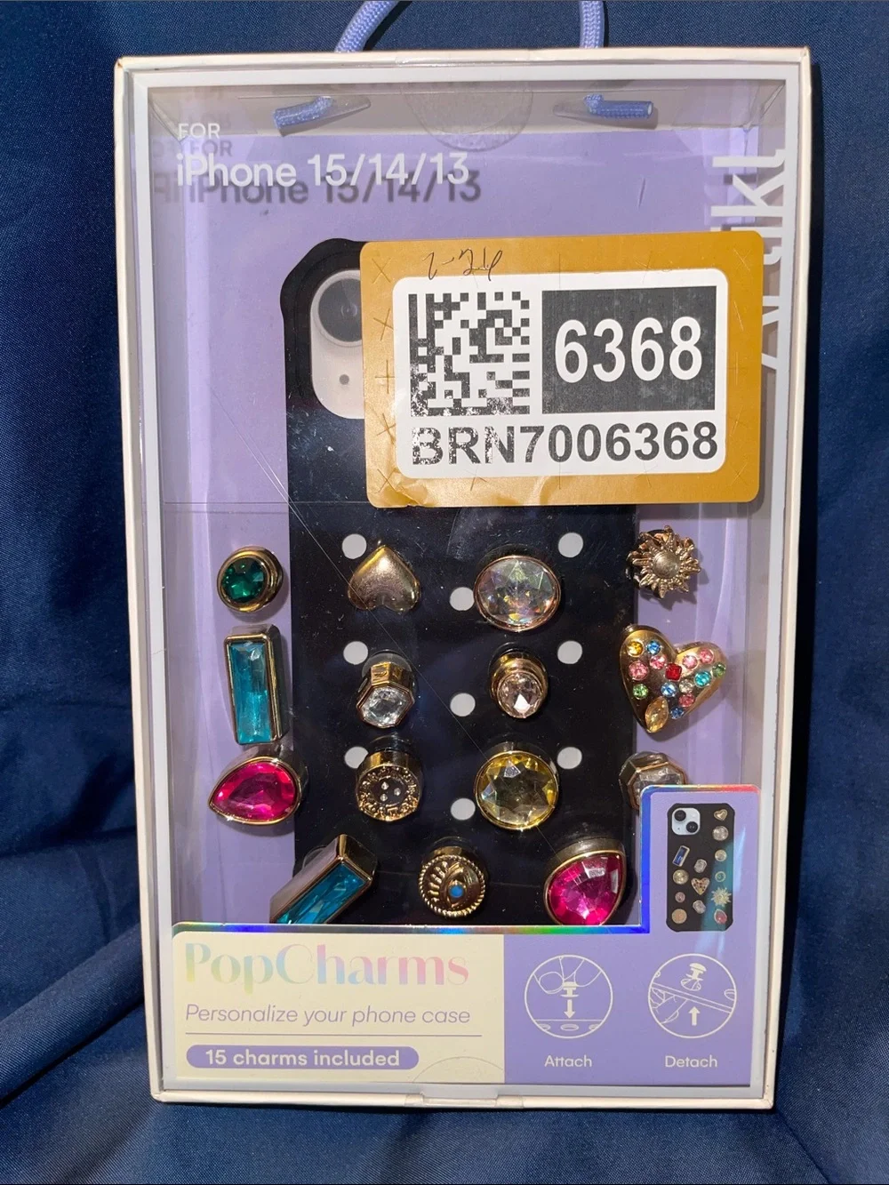PopCharms Black iPhone Case with Multicolor Charms (Fits iPhone 15/14/13)
